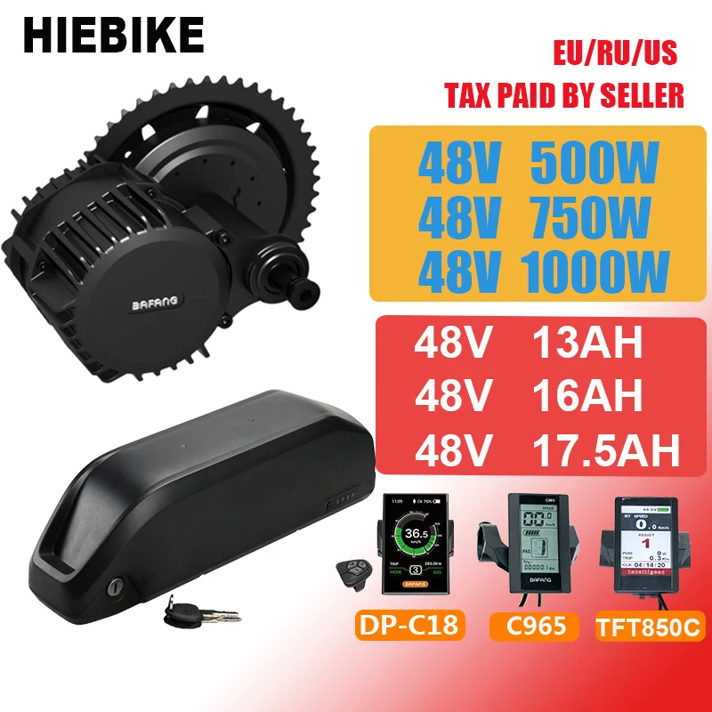 

Bafang 48V 500/750/1000w BBS02 BBSHD Electric Bike Kit with Battery 48V 13/16/17.5ah Ebike Conversion Kit Mid Drive Engine Set