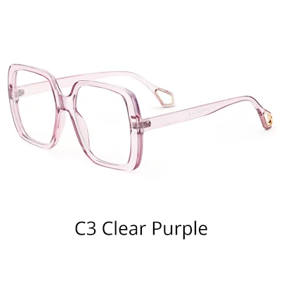 C3 Clear Purple Ralferty, женские очки, оправа, женские очки, оправа, большие квадратные красные прозрачные очки, без диоптрий, близорукость, очки W192149 - Цвет оправы: C3 Clear Purple