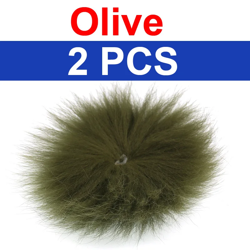 2pcs olive Bimoo 2 шт., песец, Полярный хвост, меховые волосы для завязывания мушек, стример, приманка, лосось, стальная головка, мухи, тонкое волокно, материал для завязывания мушек - Цвет: 2pcs olive