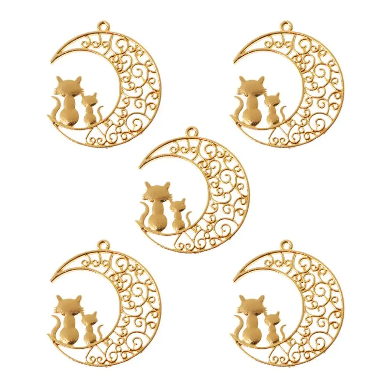 

5Pcs Cat On Moon Blank Resin Frames Pendant Bezel Setting Resin Jewelry Making