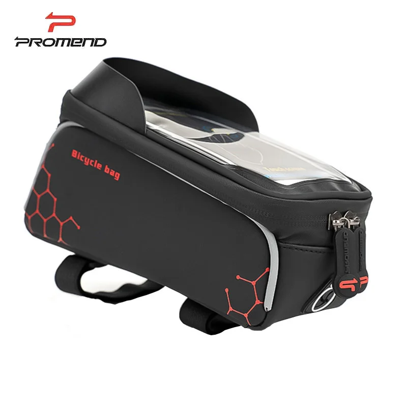 Red PROMEND сумка для горного велосипеда непромокаемая Передняя велосипедная Рама сумка 6,0 дюймов сенсорный экран мобильный чехол для телефона сумка Аксессуары для велосипеда - Цвет: Red