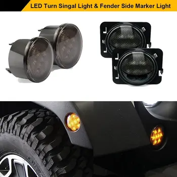 

Smoke Lens Yellow LED Turn Signal + Fender Side Marker Parking Light Assembly For Jeep Wrangler JK Unlimited 2007-2017