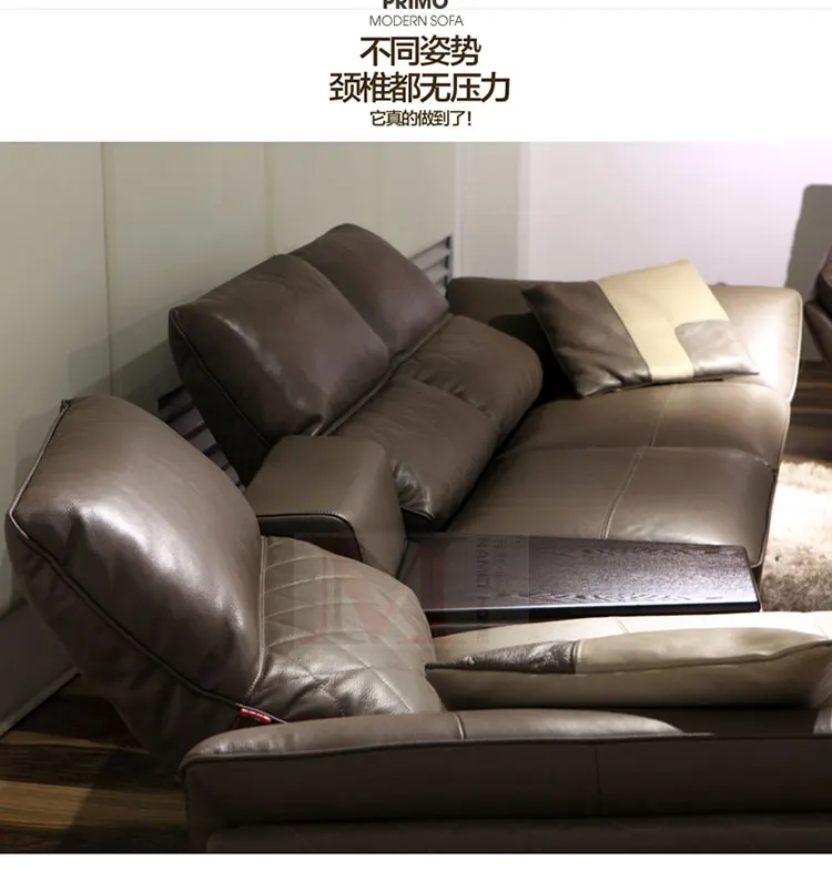 cow real leather sofa sectional living room sofa corner home furniture couch L shape functional backrest and stainless steel leg