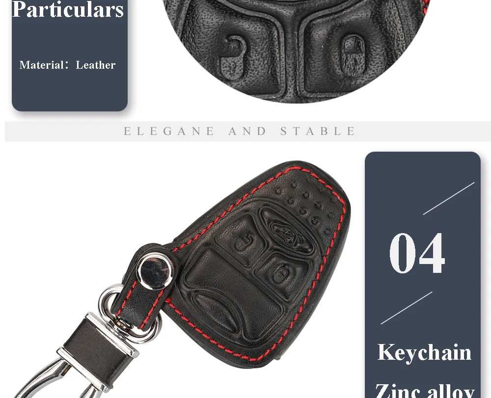 Keyforkess 3/4 BTN custodia portachiavi in pelle per Auto custodia per Jeep Renegade Grand Cherokee Avenger Nitro Freemont accessori Auto - H01563baa1f42495c97e99426cf8ed28ap