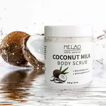 Leite de coco óleo essencial corpo rosto esfrega esfoliante cravos sal do mar natural clareamento creme esfoliante corpo