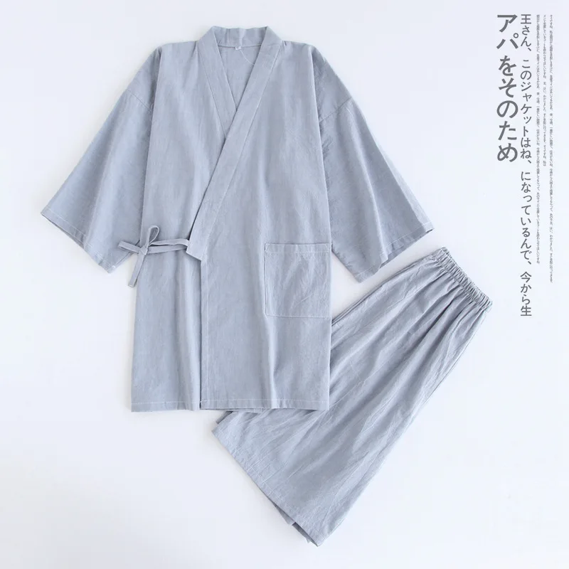Летние мужские японские пижамы наборы мужские пижамы мужской хлопок халат для спа наборы мужские боксеры кимоно халаты мужские hombre мыть хлопок