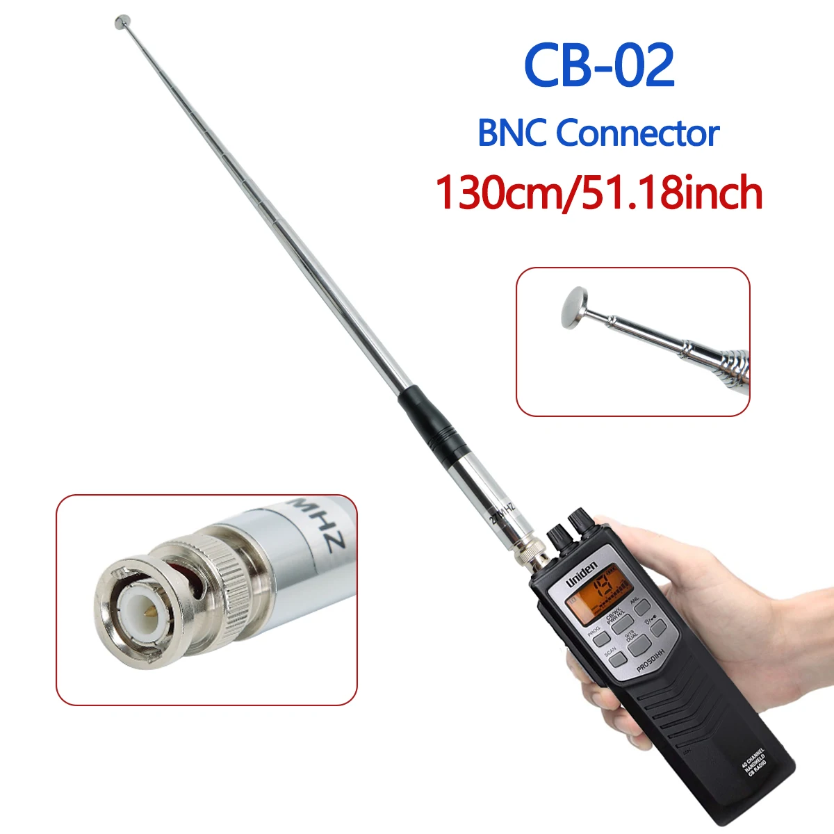 Antenne CB 27MHz Gain élevé Connecteur BNC - Compatible Talkies-walkies Uniden, Cobra, Midland - Parfaite Pour Voiture, Camping