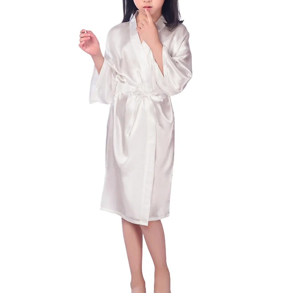 Банный халат Однотонная ночная рубашка для детей от 4 до 14 лет нижнее белье-кимоно, халаты, пижамы, нижнее белье Szlafrok Damski