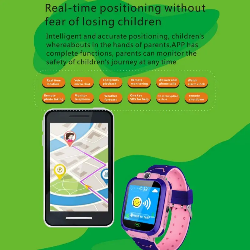 Детские умные часы противодействие gps трекер позиционирования Двусторонняя обратная связь SOS для детей/мальчиков/девочек с номером Смарт-часы с камерой Android безопасной Смарт часы