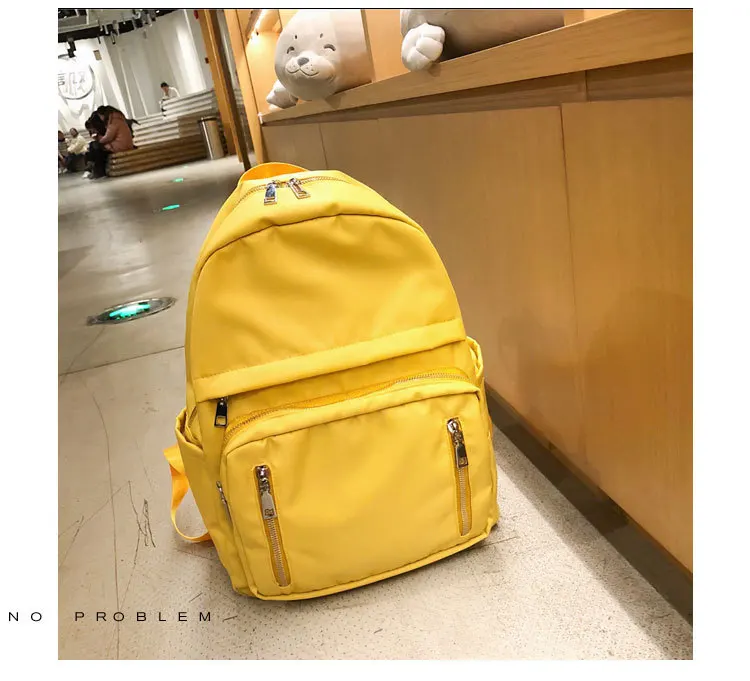 Водонепроницаемый нейлоновый рюкзак с вертикальной молнией, женский рюкзак, Женский школьный рюкзак для девочек-подростков, Mochilas, дорожные сумки - Цвет: Yellow