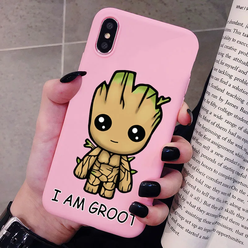 Чехол для телефона с героями мультфильмов I Am Groot Marvel для XiaoMi RedMi Note 8 7 6 5 K20 Pro матовый Силиконовый чехол s мягкая задняя крышка - Цвет: P1Pink