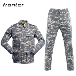 Men's Jacket and Pants Army Militar Tactical Camouflage Uniform Suit Regular BDU Combat Clothing Warm and Windproof Fabric Cloth