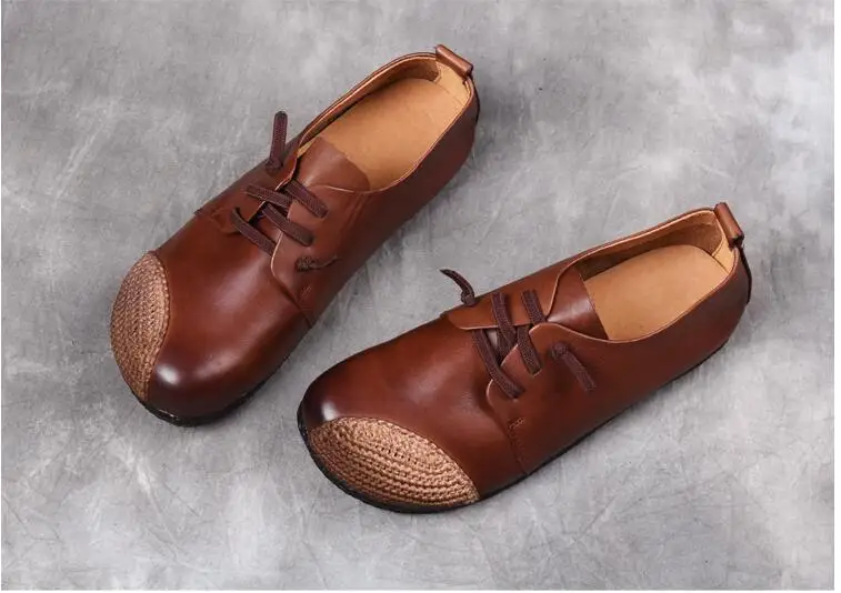 Autumn Casual Flat Shoe Genuine Leather Loafers Mother Pregnant Women Shoe Female Women Flats comfortable handmade Shoes