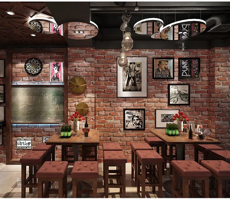Modern Brick Wall Paper 3D Personalized Vintage Waterproof Wallpaper Roll for Shop Bar Background Walls Mural