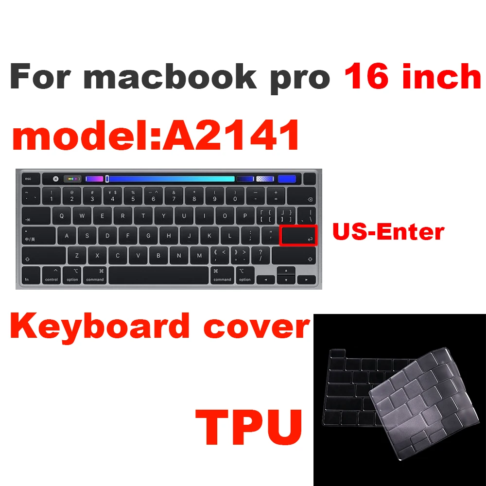 pro16-TPU-US-KEY Чехол для клавиатуры ноутбука macbook pro 16 дюймов A2141 Защитная пленка для клавиатуры прозрачный чехол для клавиатуры для macbook pro 16 - Цвет: pro16-TPU-US-KEY