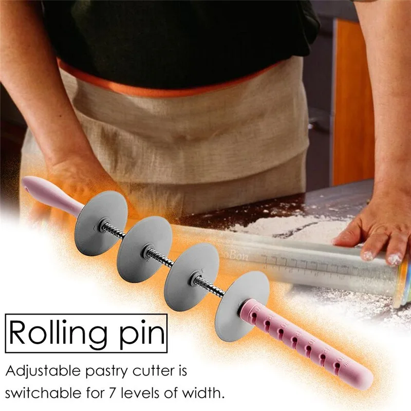Многофункциональный скалка для выпечки печенья печенье, фондан, пирог тесто Регулируемый Резак роликовый нож для резки кухонный инструмент