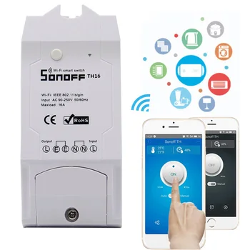 

SONOFF TH16 /TH10 Wifi Smart Switch Temperature Humidity Monitoring Waterproof Sensor Work With Alexa/Google Home