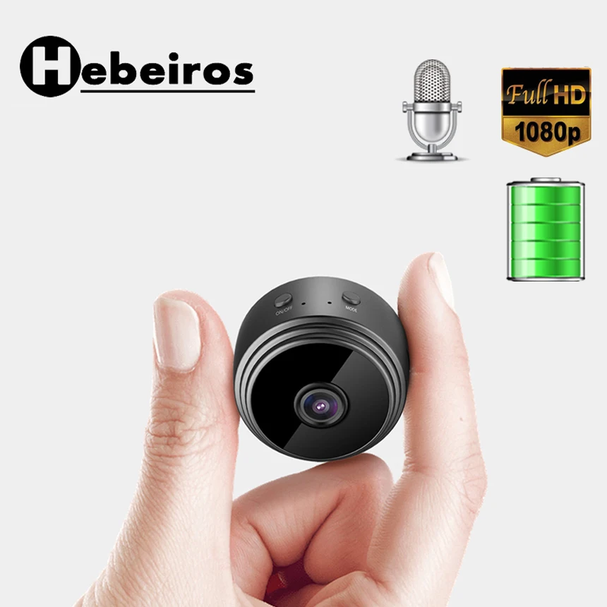 

Hebeiros HD 1080P Ultra Mini Size Magnetic Base Portable Wifi IP Camera with Built-in Battery Support TF Card AP Mode