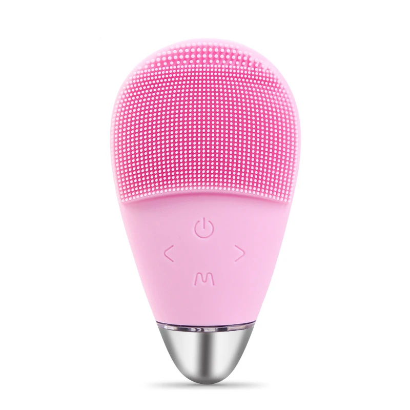 pink 3 в 1 электрическая силиконовая щётка для умывания лица, звуковая Очищающая щетка для лица, Вибрационный массажер для удаления темных глаз, Антивозрастная - Цвет: pink