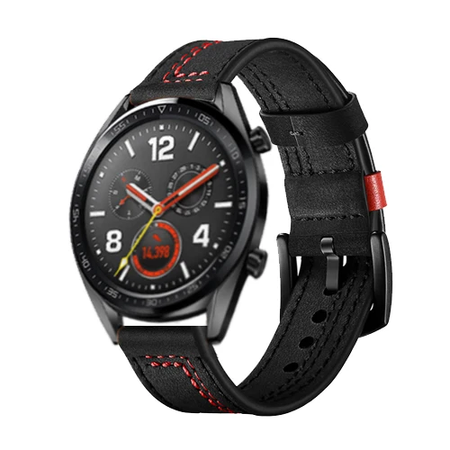 22 мм часы huawei GT 2 ремешок для samsung S3 Frontier galaxy часы 46 мм кожаный ремешок часы Amazfit GTR 47 мм/pace/stratos браслет - Цвет ремешка: black 3