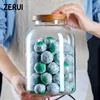 Large Capacity Transparent Sealed Jar with Lid, Kitchen Organizer Containers, Wood Cover, Coffee Bean Storage Jar 4