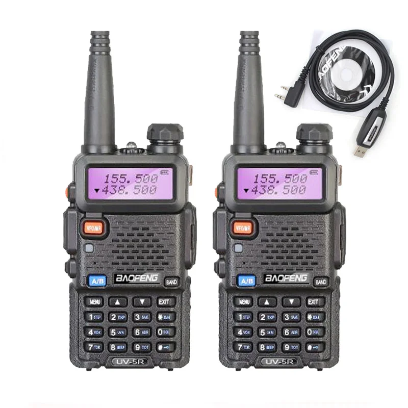 UV-5R-Black-2pcs-USB 2 шт BaoFeng UV-5R рация 5 Вт двухдиапазонный 136-174 МГц/400-520 МГц UV5R 128CH VOX фонарик fm-приемопередатчик для радиолюбителей - Цвет: UV-5R-Black-2pcs-USB