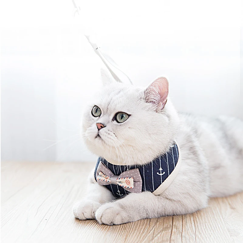 Cute Cat Harness and Leash Set Cloth Nylon Mesh Pet Puppy Harness Lead Cat Collar Clothes Vest For Small Cats Dogs Pet Supplies