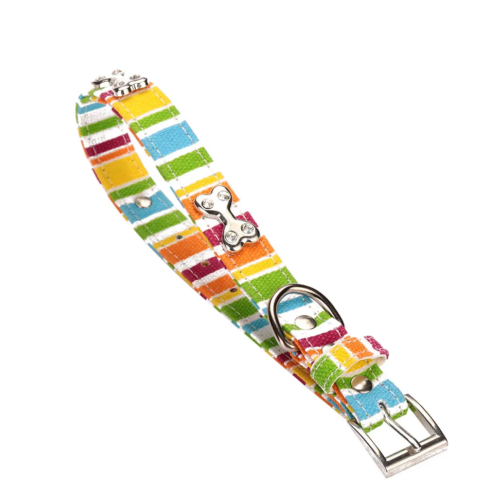 Регулируемые Красочные холщовые Стразы ошейник поводок для собак товары для щенков