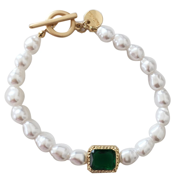 Bracelet pearls glass and metal vintage