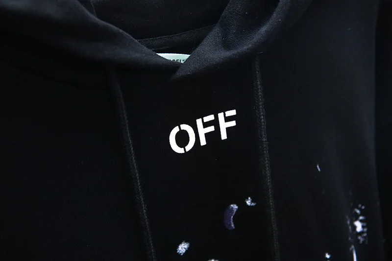 OFF-WHITE OW фейерверк брызги граффити за крестом улица хип хоп мужской свободный большой размер толстовка с капюшоном