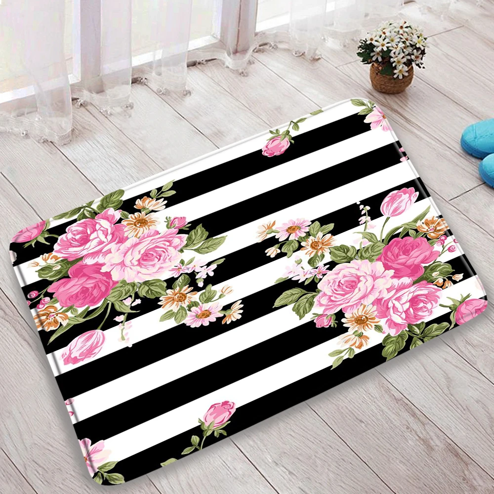 Girl Lipstick Cosmetics Perfume Bathroom Non-slip Bath Mat Pink High Heels Rug Doormat Living Room Carpet Beauty Salon Rug Decor