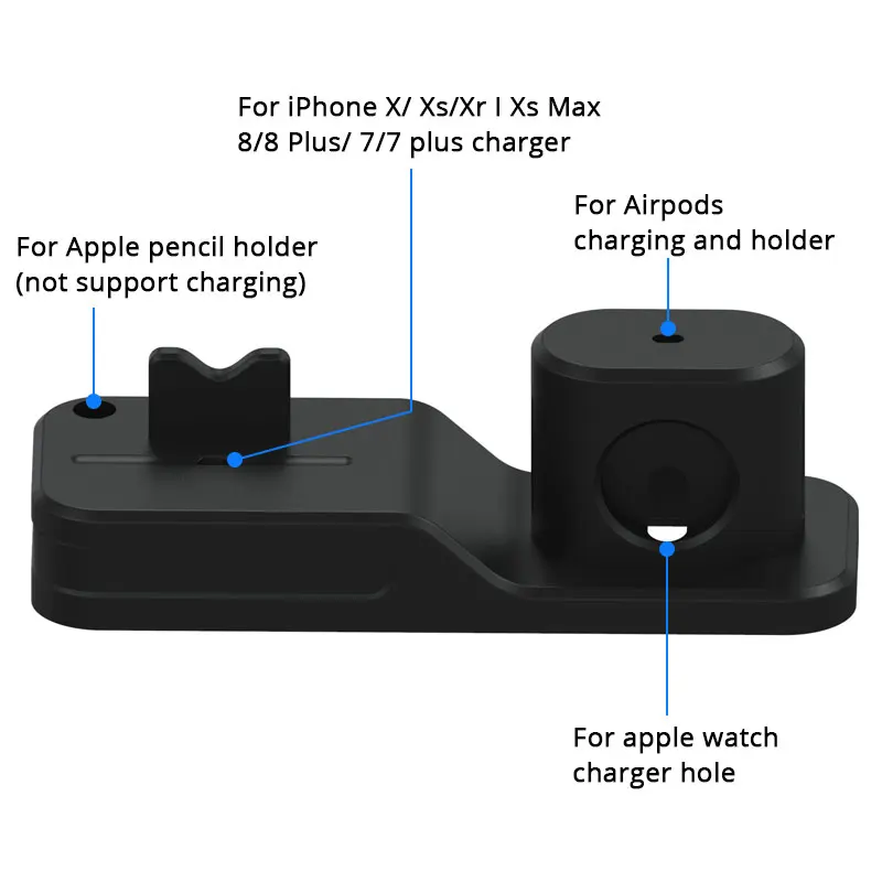3 в 1 силиконовый держатель для зарядки док-станции для Apple IPhone X 7 8 plus 6 6s SE 5 Подставка для зарядки док-станция для Apple Watch