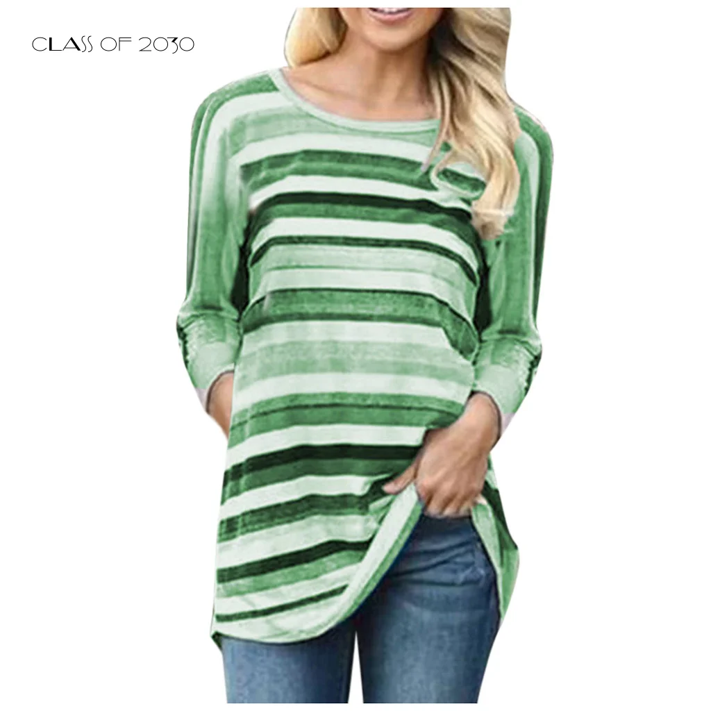 Новинка 2019 Повседневная Женская толстовка модная цветная в полоску с круглым