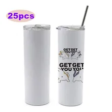 

20oz Sublimation Blank White Skinny Tumbler Stainless Steel Insulated Water Bottle Double Wall Vacuum Travel Cup