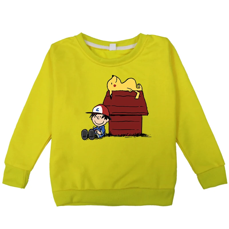 Новинка; vetement fille Pikachu; костюм для косплея; толстовки из хлопка; сезон весна-осень; пуловер с длинными рукавами и принтом «Покемон»; топ на Хэллоуин - Color: Hoodies 15