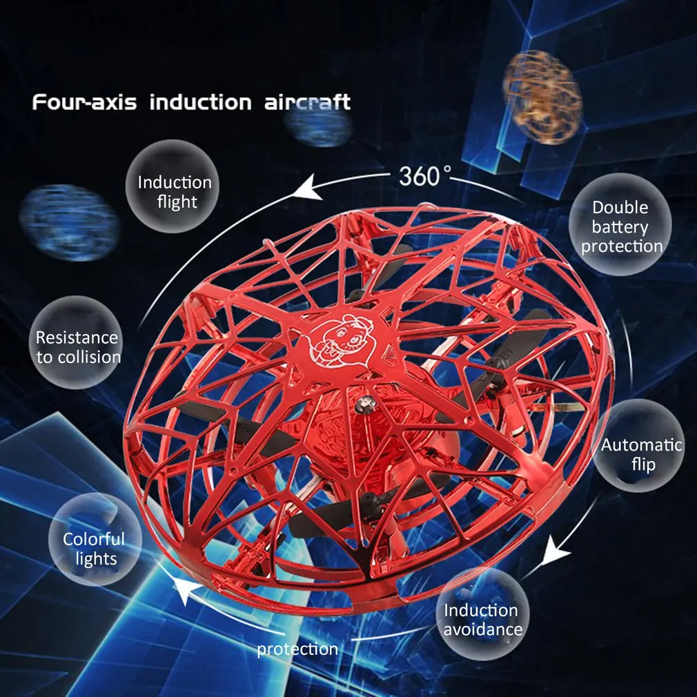 Мини Радиоуправляемый Дрон с датчиками 2,4G 4CH Квадрокоптер Gyro Fly Ball умный Небьющийся Карманный НЛО USB Инфракрасный безопасные игрушки для детей