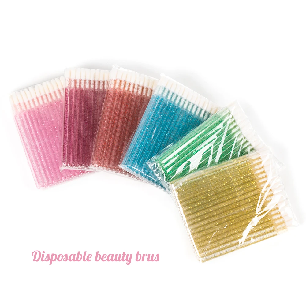 50Pcs Disposable Lip Brush Eyelash Brushes Crystal Lashes Micro Brushes Eyelash Extension Applicator Cleaner Beauty Makeup Tools