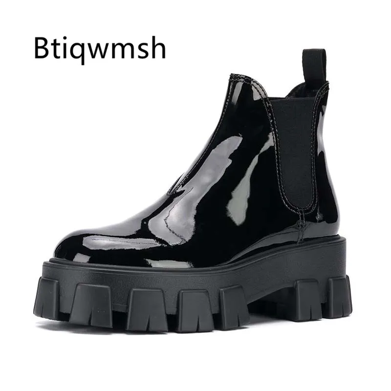 Женские ботильоны из натуральной кожи черные или белые ботинки челси на толстой