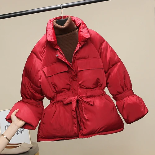 red KMETRAM зимняя куртка женская одежда свободная парка Женское пальто короткая Корейская куртка Женские теплые парки Manteau Femme X1332 - Цвет: red