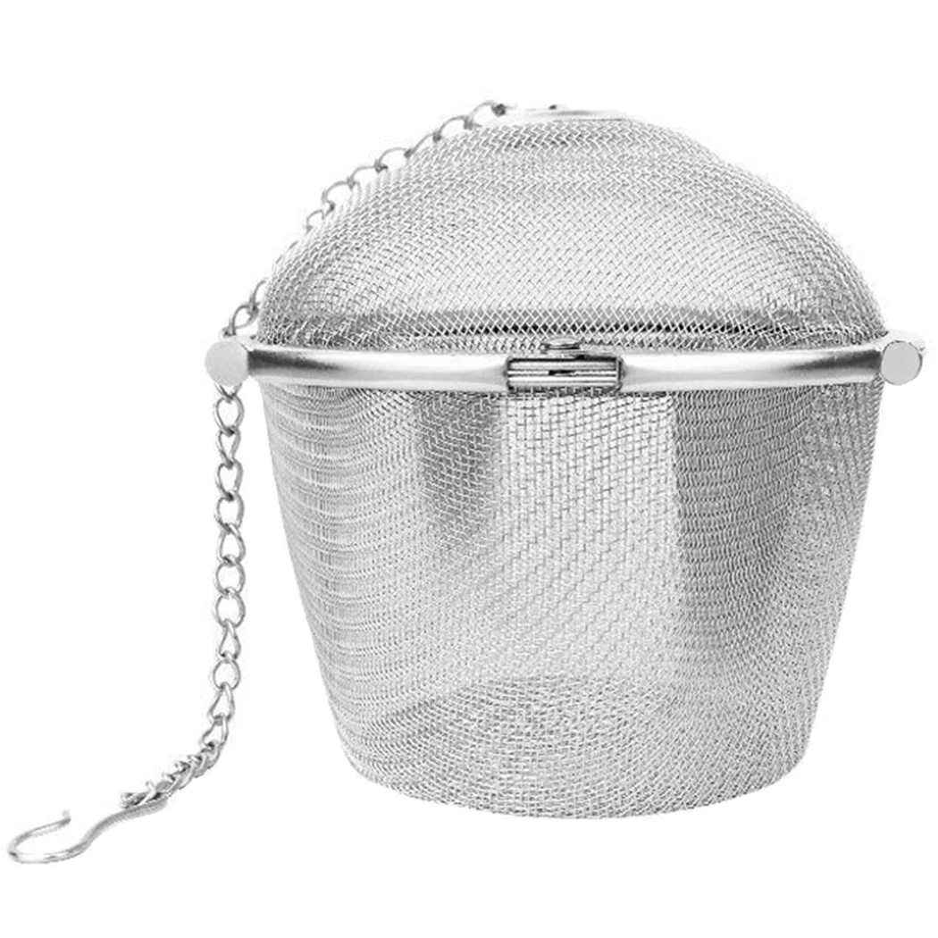 5 Sizes Durable Silver Reusable Stainless Mesh Herbal Ball Tea Spice Strainer Teakettle Locking Tea Filter Infuser Spice Kitchen