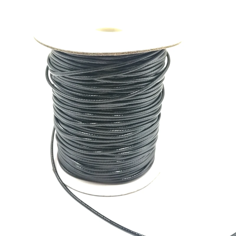 

Korean Waxed Polyester Cord Black 2mm Waxed Cotton Cord Waxed Thread Cord String Strap Jewelry Findings for DIY Necklace