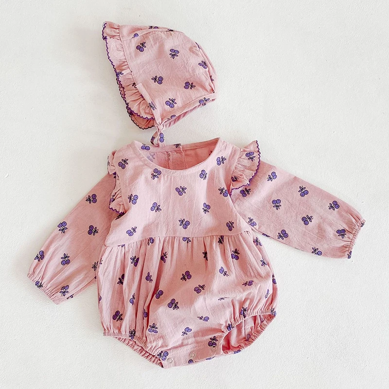 0-3Yrs Newborn Infant Baby Girls Floral Rompers Clothing Spring Autumn Kids Girl Long Sleeve Rompers Clothes vintage Baby Bodysuits Baby Rompers