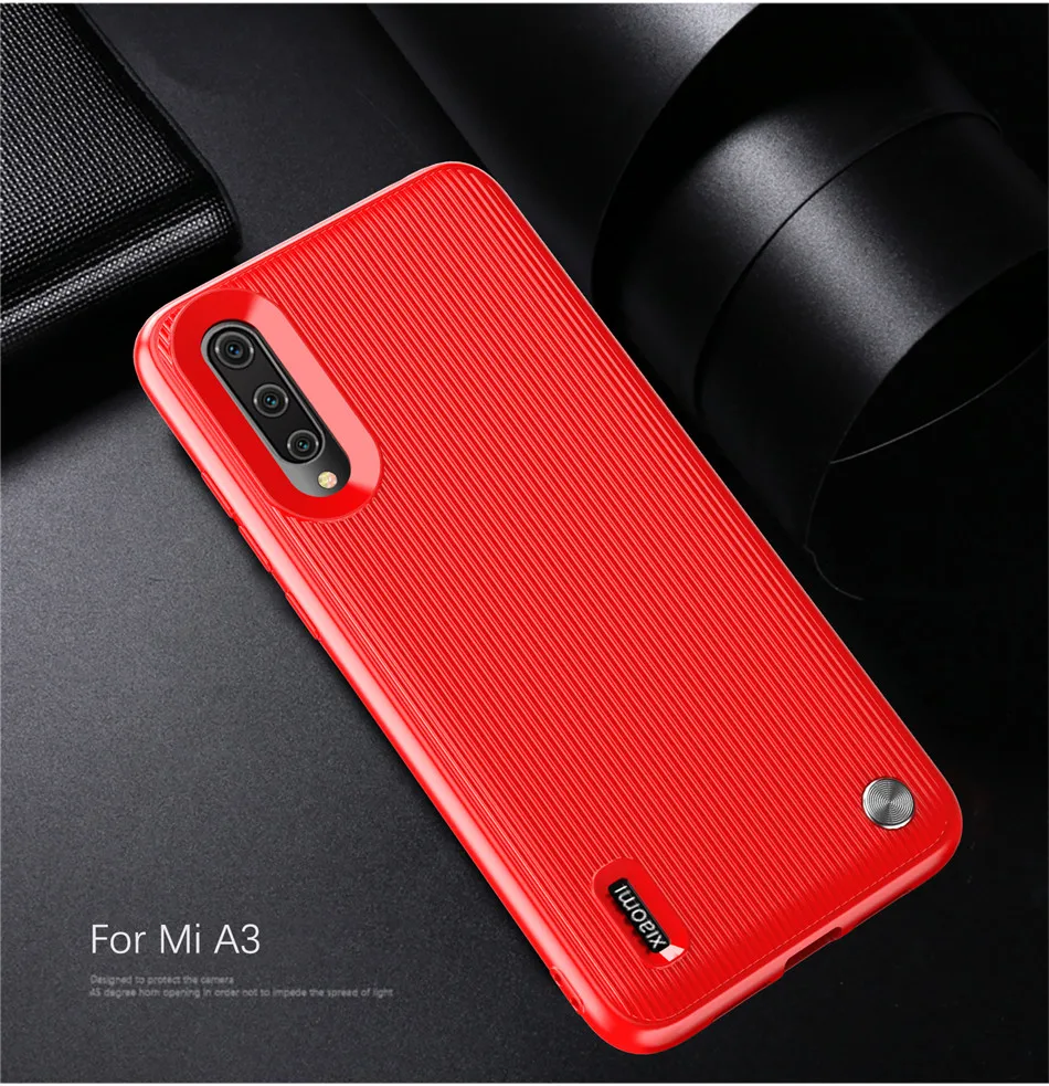 Thouport Silicone Case For Xiaomi Mi A3 CC9E Brush Carbon Fiber ShockProof TPU Cover Phone CC9 Back Shell |