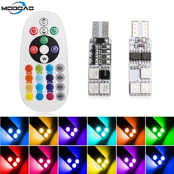 

T10 5050-6SMD Car Lights RGB Wedge Side Light Width Multicolored Bulbs Car Interior Lights with Remote Control