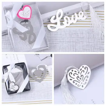 

(50 Pieces/lot) Wedding souvenirs gifts of Love bookmark in elegant gift box with Love heart decoration Party Favors