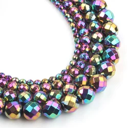 Rainbow Hematite and Black Gold Natural Stone Beads - 4mm 91pcs (Faceted rainbow)