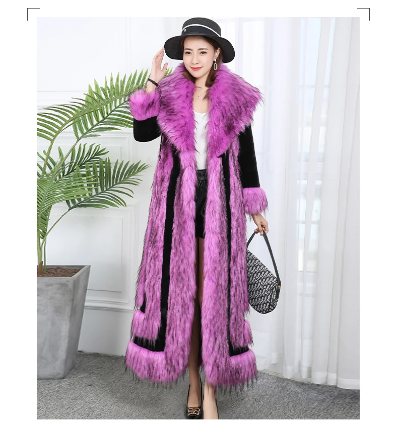 

Women Winter Fashion Fake Fox Fur Coat Long Sleeved Thick Warm Faux Fur Colorful Outerwear XHSD-447