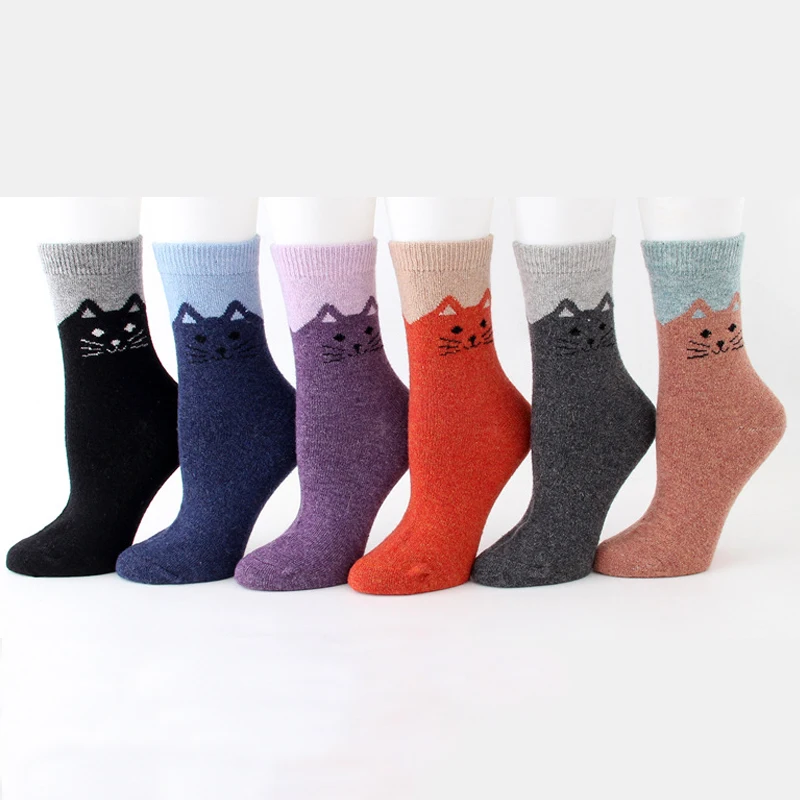 Женские хлопковые милые носки, цветные забавные носки с героями мультфильмов, женские уличные носки в стиле Харадзюку, зима-осень, 3 пар/лот