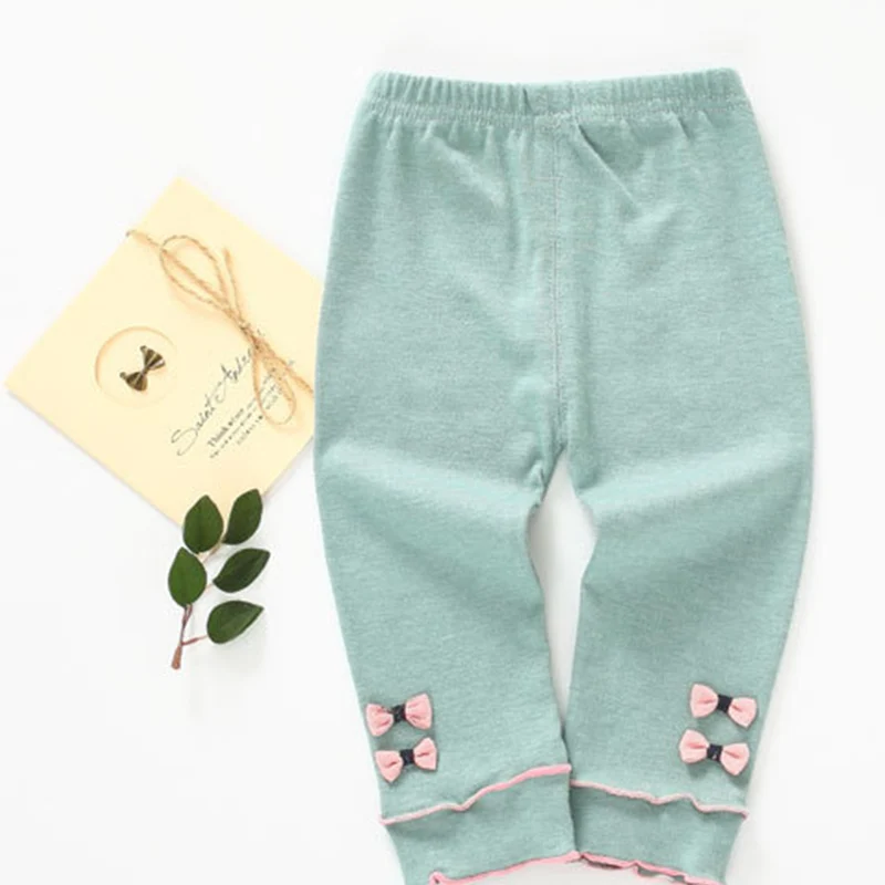 New Style Spring Autumn Baby Kids Girls Cotton Double Bowknot Leggings Cute Comfortable Solid Color High Quality Leggings