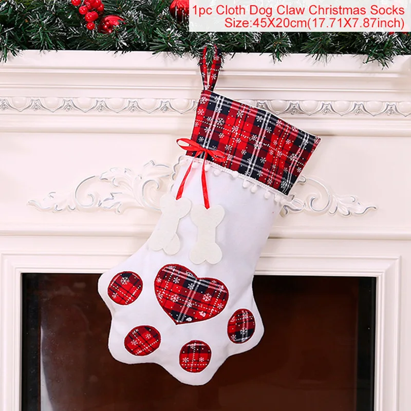 Тканевые Собачьи носки "лапки" рождественские носки кулон рождественские украшения для дома Рождественский подарок, рождественские носки Подарки на год